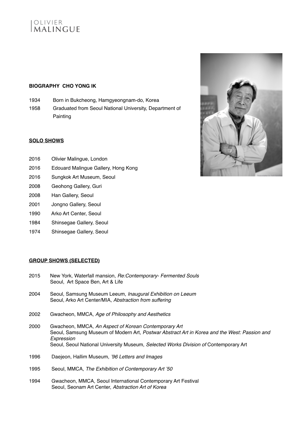 Cho Yong Ik CV