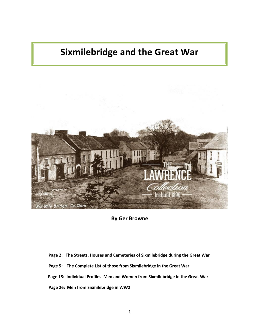 Sixmilebridge and the Great War
