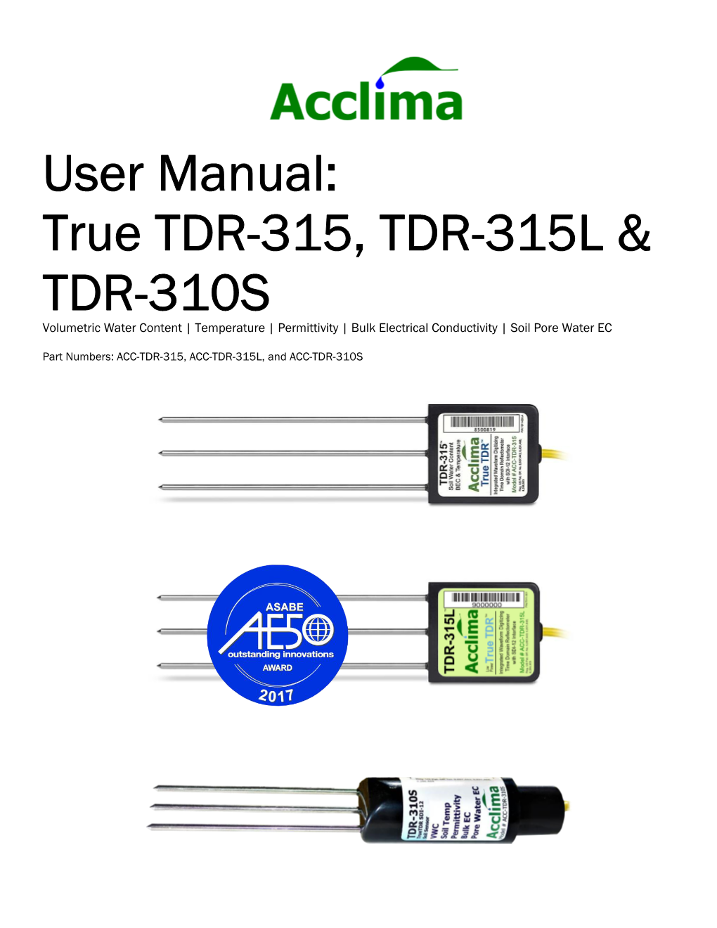 User Manual: True TDR-315, TDR-315L & TDR-310S