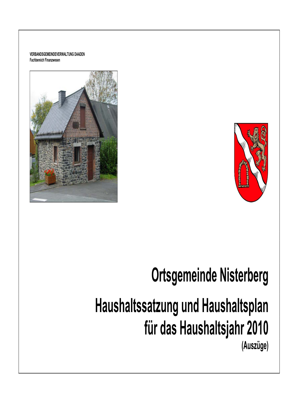 Ortsgemeinde Nisterberg Haushaltssatzung Und