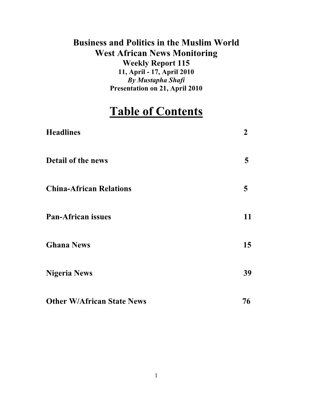 Table of Contents