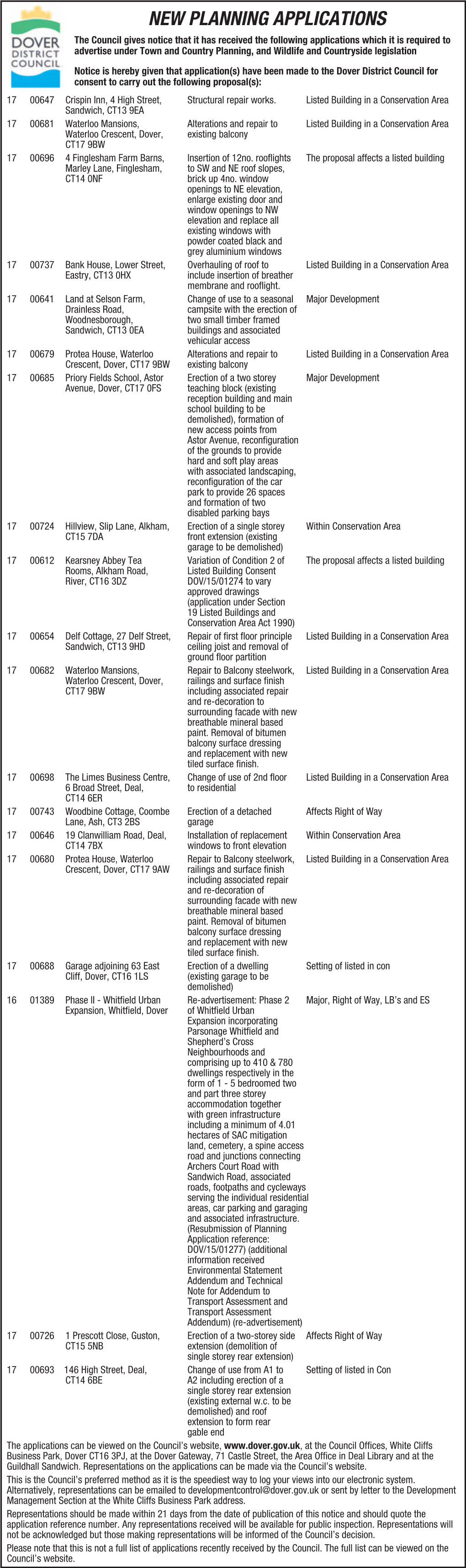 New Planning Applications