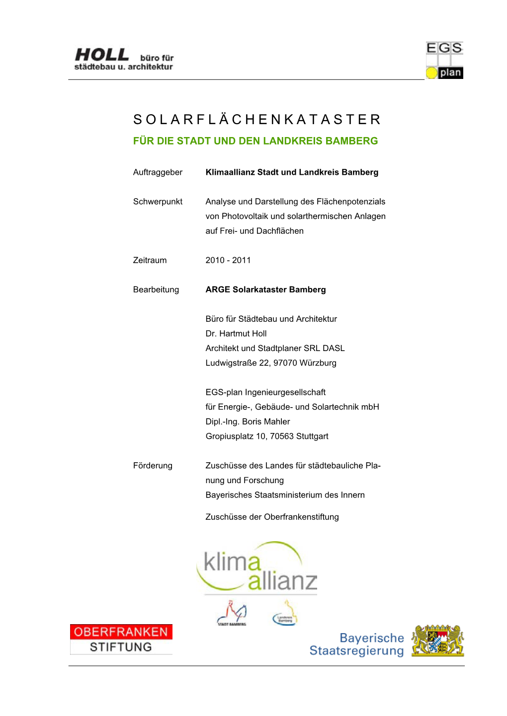 Solarflächenkataster Für Die Stadt Und Den Landkreis Bamberg