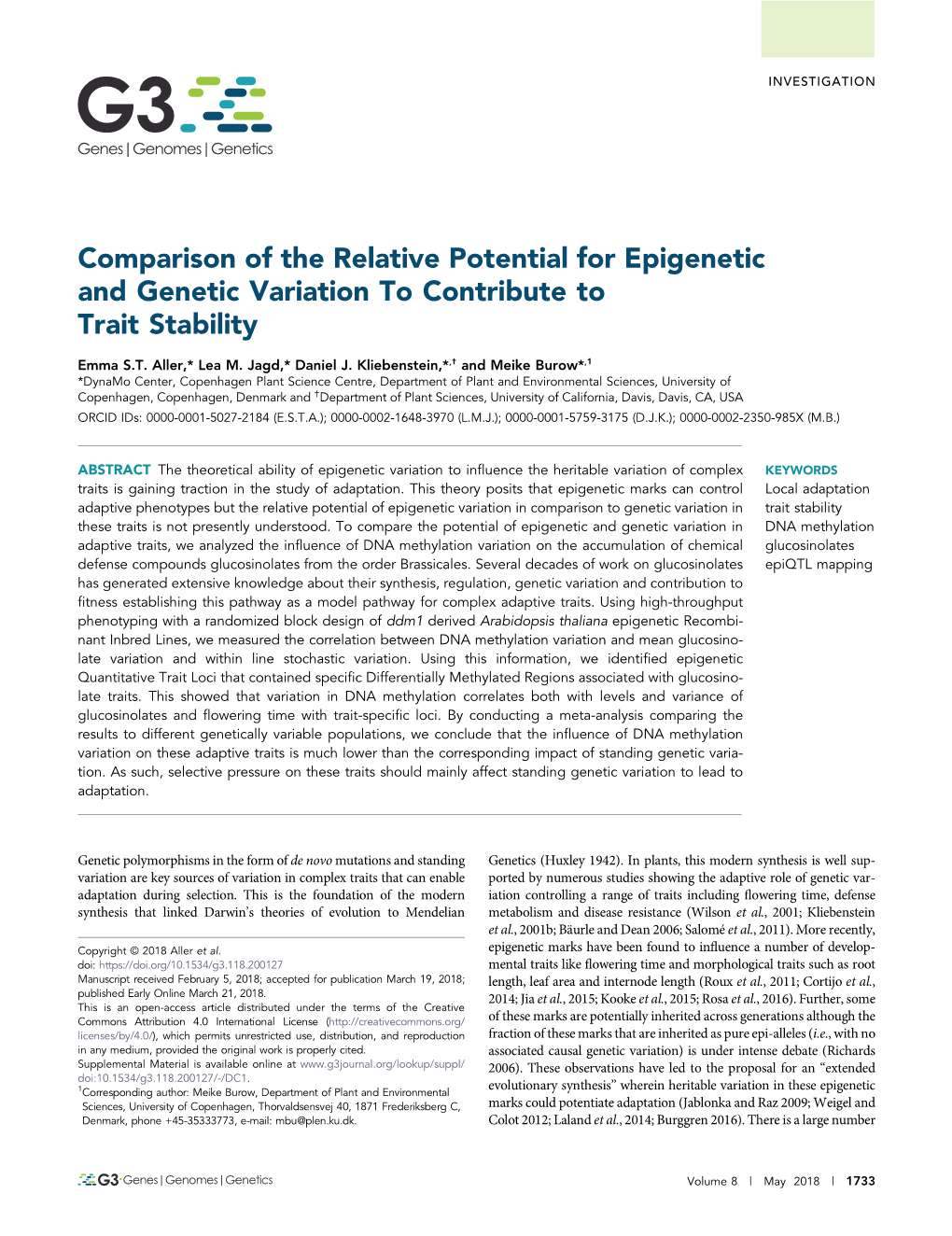 Comparison of the Relative Potential for Epigenetic and Genetic Variation to Contribute to Trait Stability