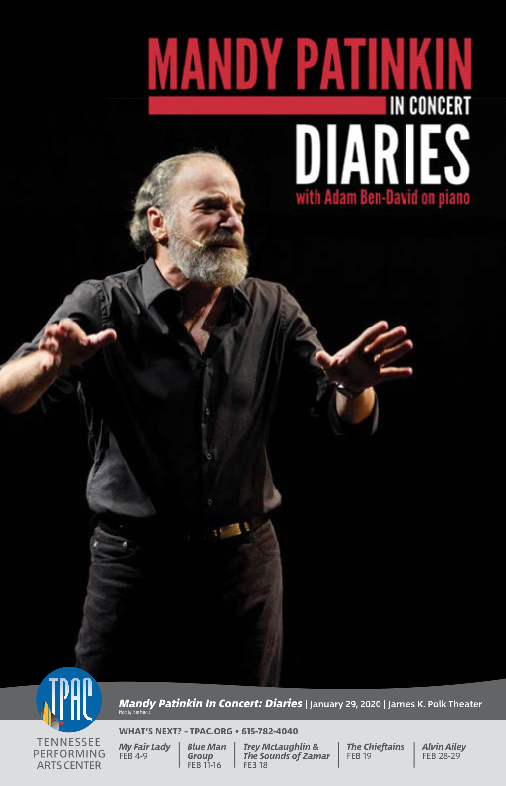 Mandy Patinkin in Concert: Diaries | January 29, 2020 | James K