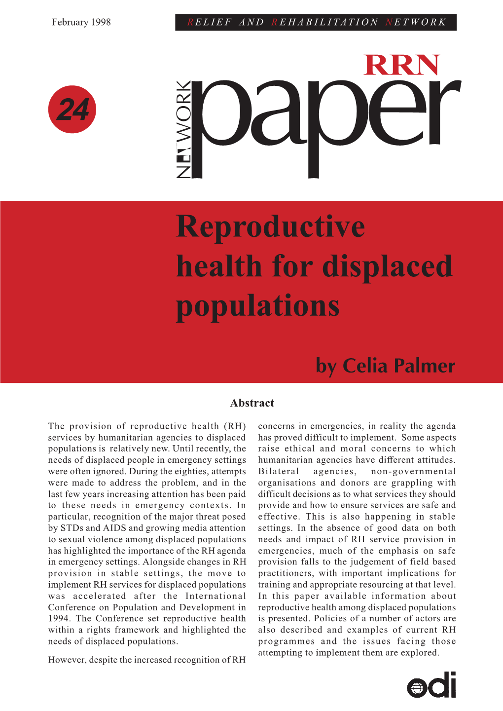 Reproductive Health for Displaced Populations