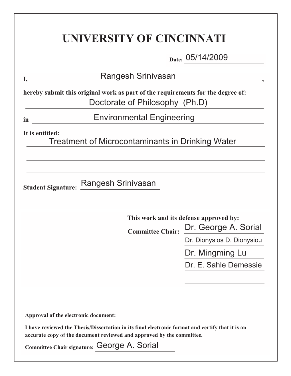 Treatment of Microcontaminants in Drinking Water