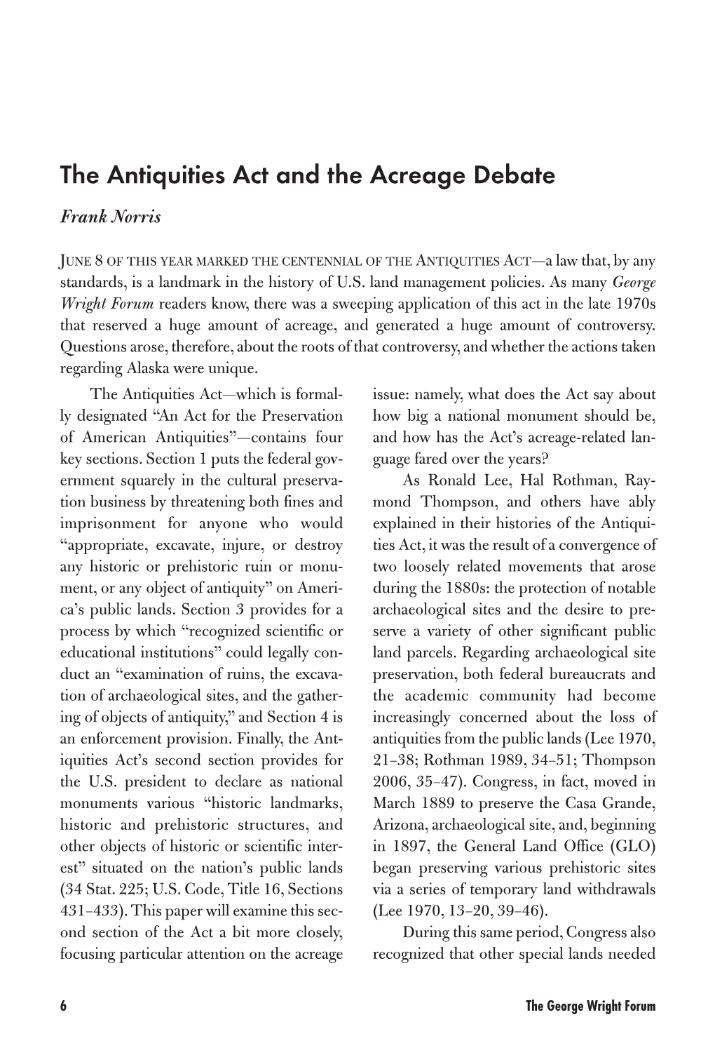 The Antiquities Act and the Acreage Debate