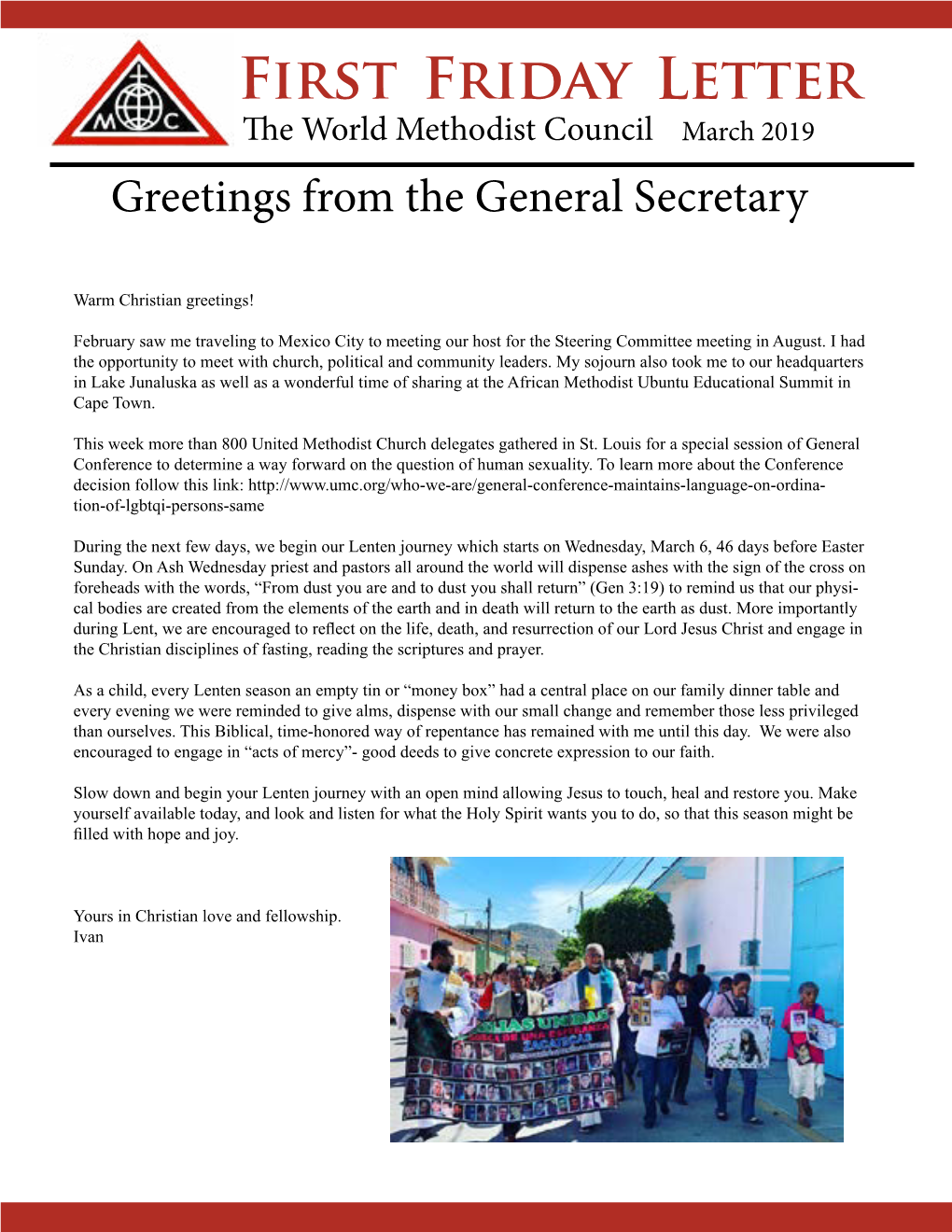 March 2019 Greetings from the General Secretary