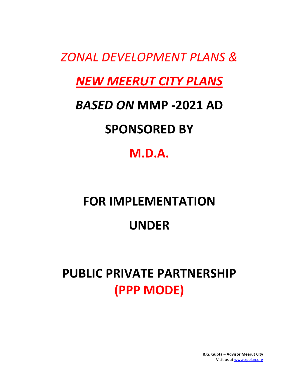 Zonal Development Plans & New Meerut City
