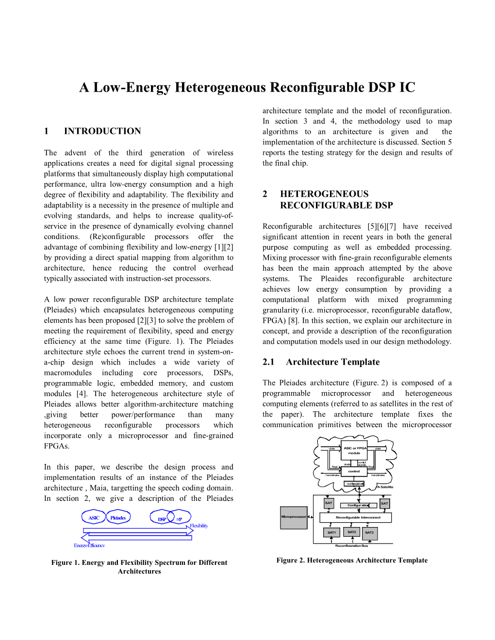 A Low-Energy Heterogeneous Reconfigurable DSP IC