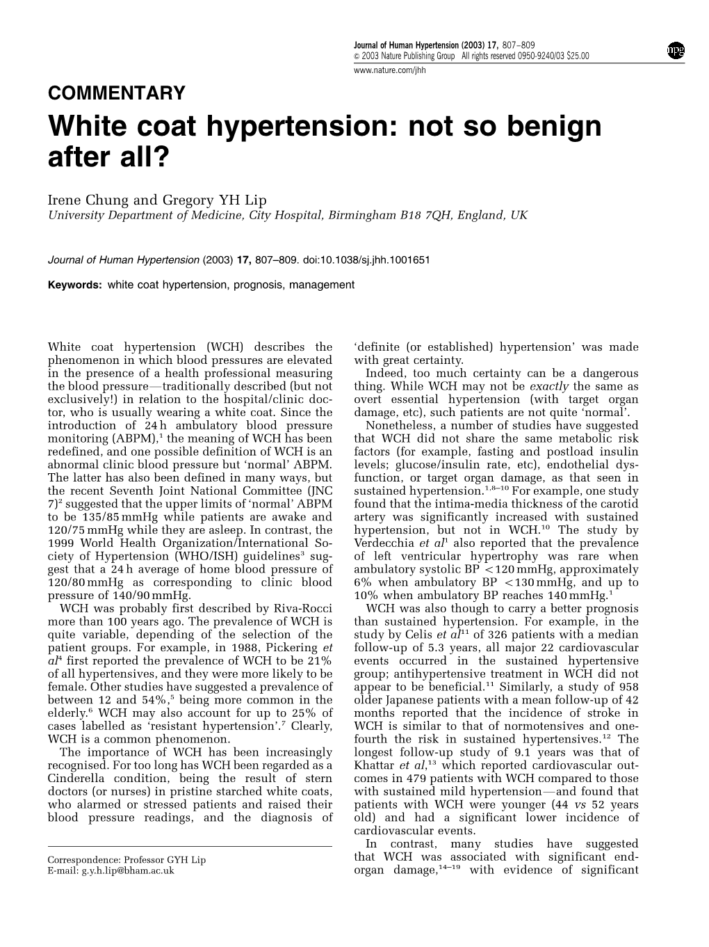 White Coat Hypertension: Not So Benign After All?