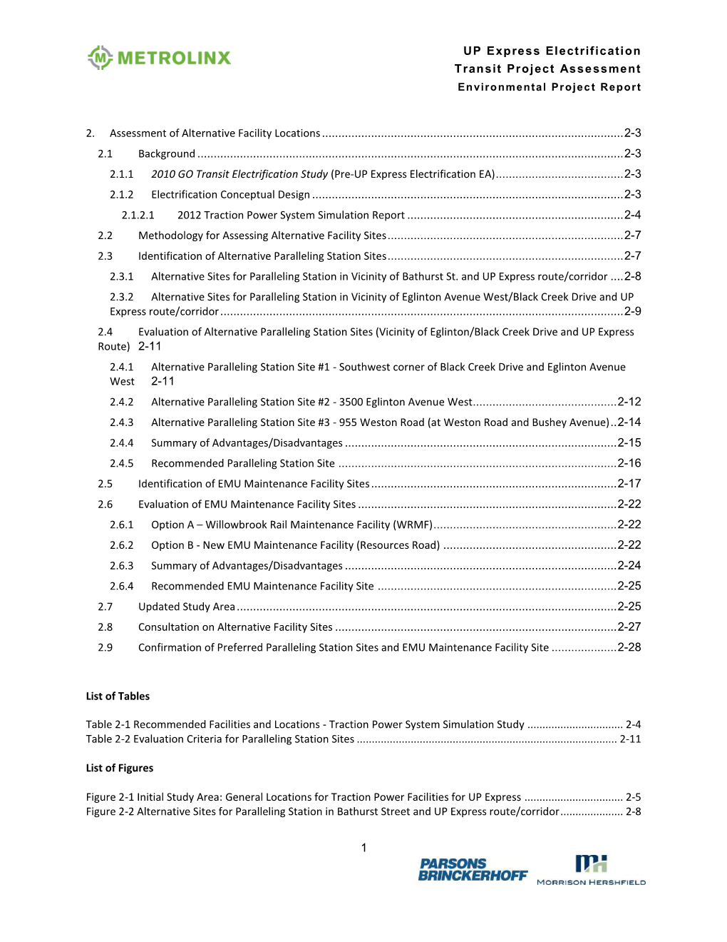 UP Express Electrification Transit Project Assessment Environmental Projec T Report