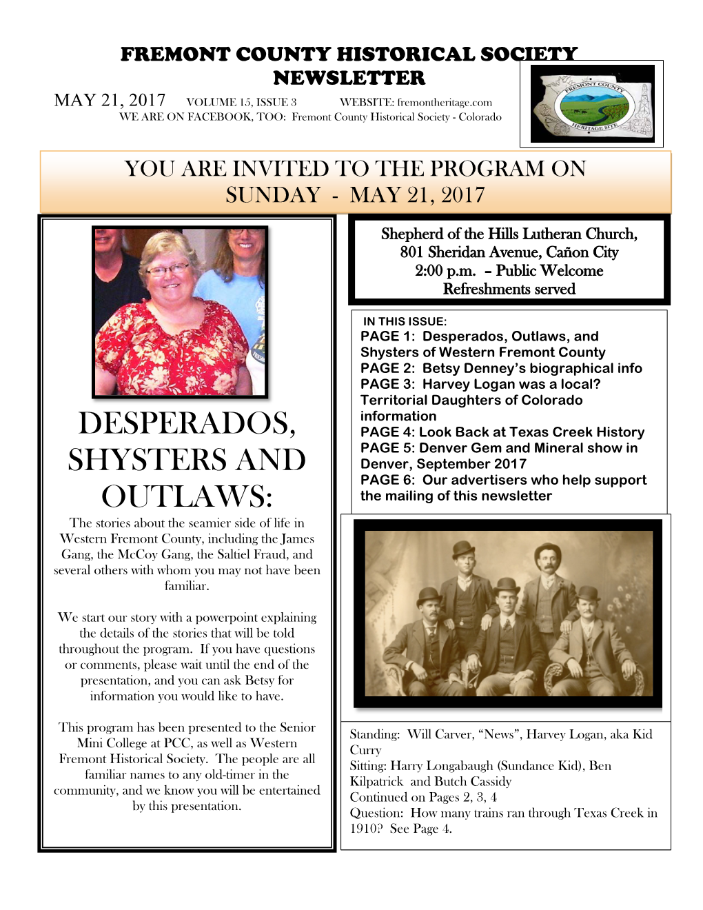 Fremont County Historical Society Newsletter