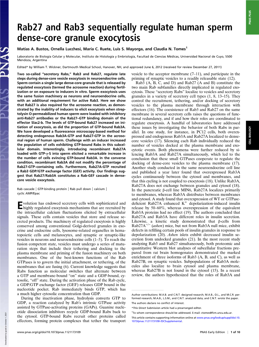 Rab27 and Rab3 Sequentially Regulate Human Sperm Dense-Core