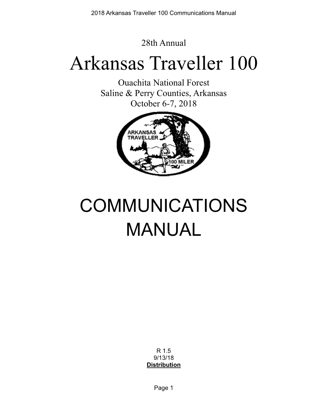 Arkansas Traveller 100 Communications Manual