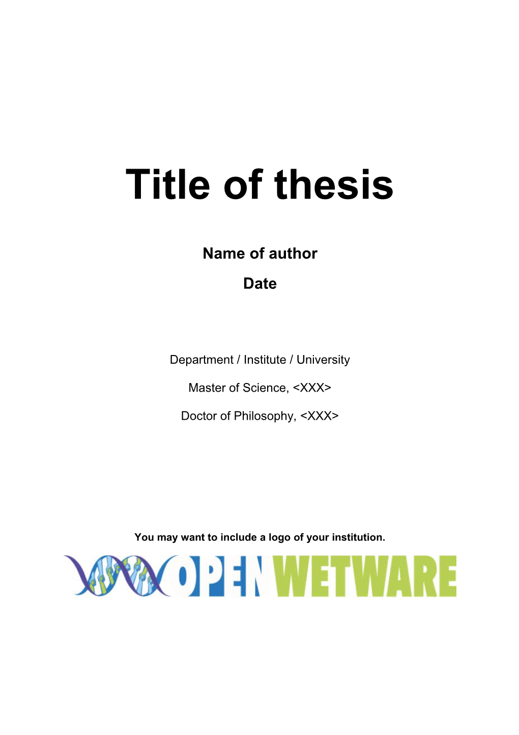 Scientific Thesis Template