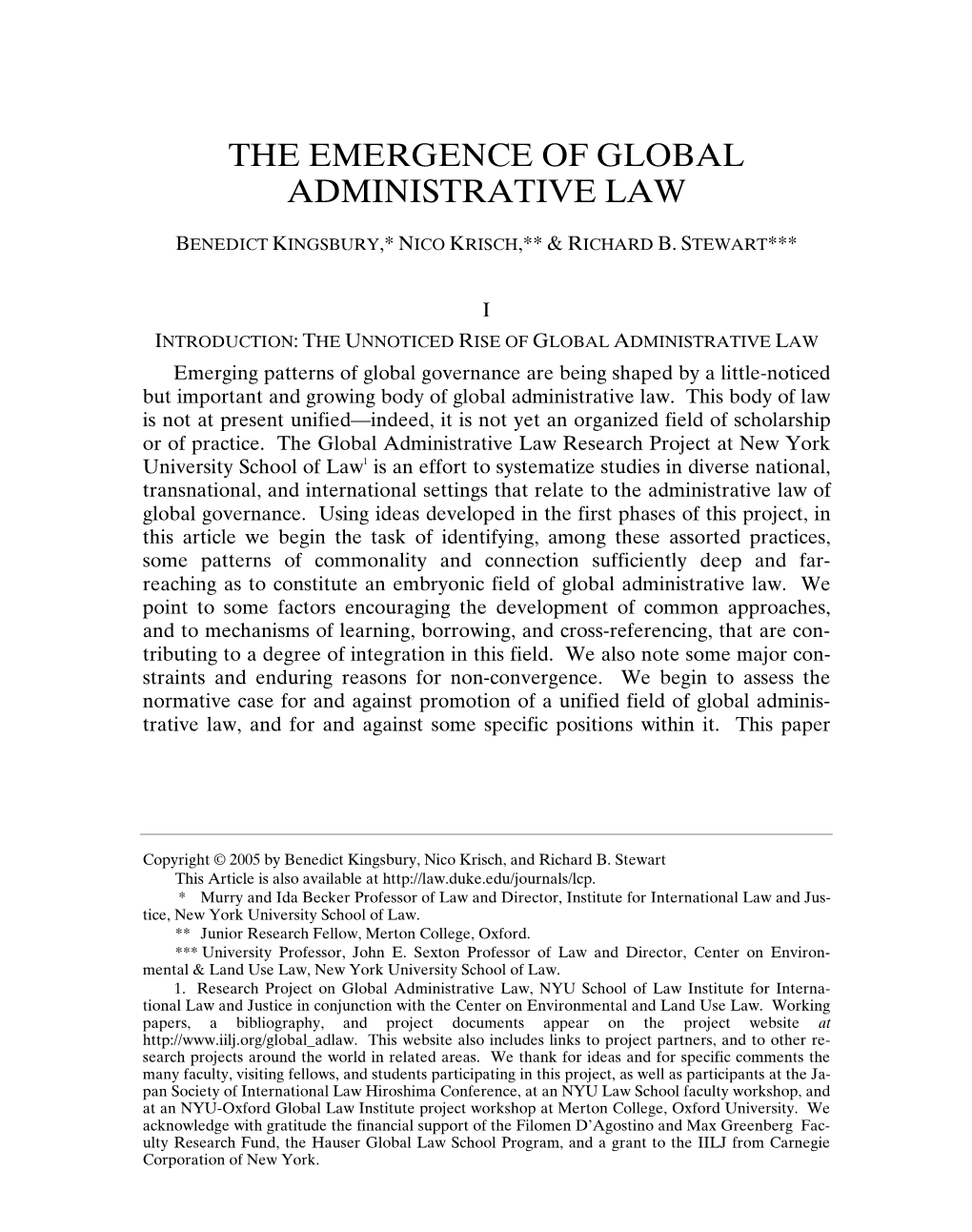 The Emergence of Global Administrative Law