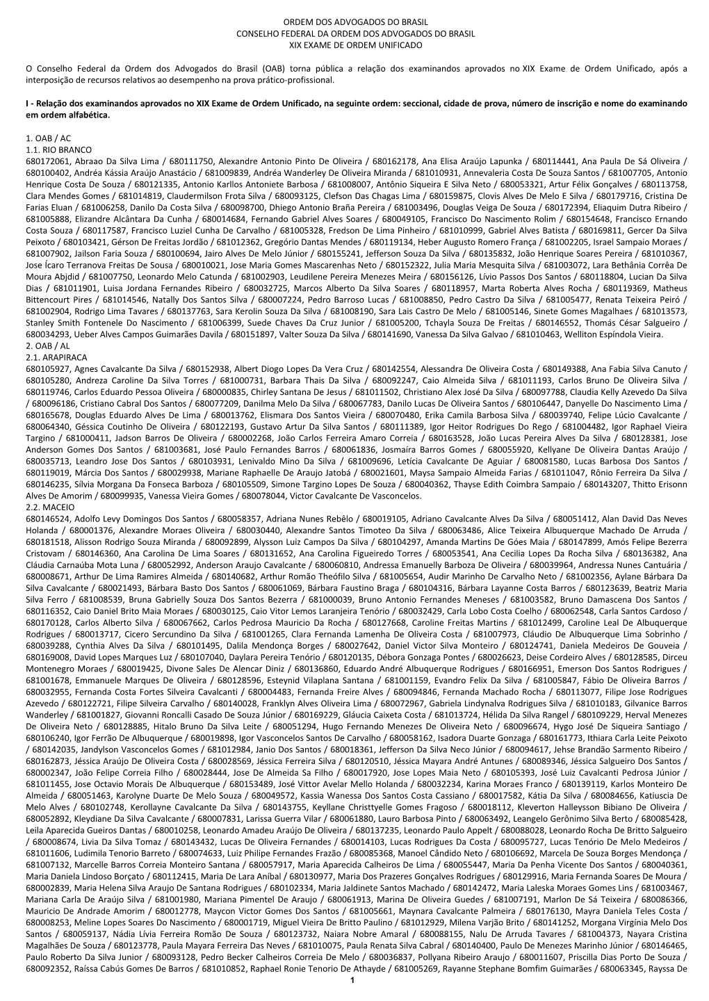Ordem Dos Advogados Do Brasil Conselho Federal Da Ordem Dos Advogados Do Brasil Xix Exame De Ordem Unificado