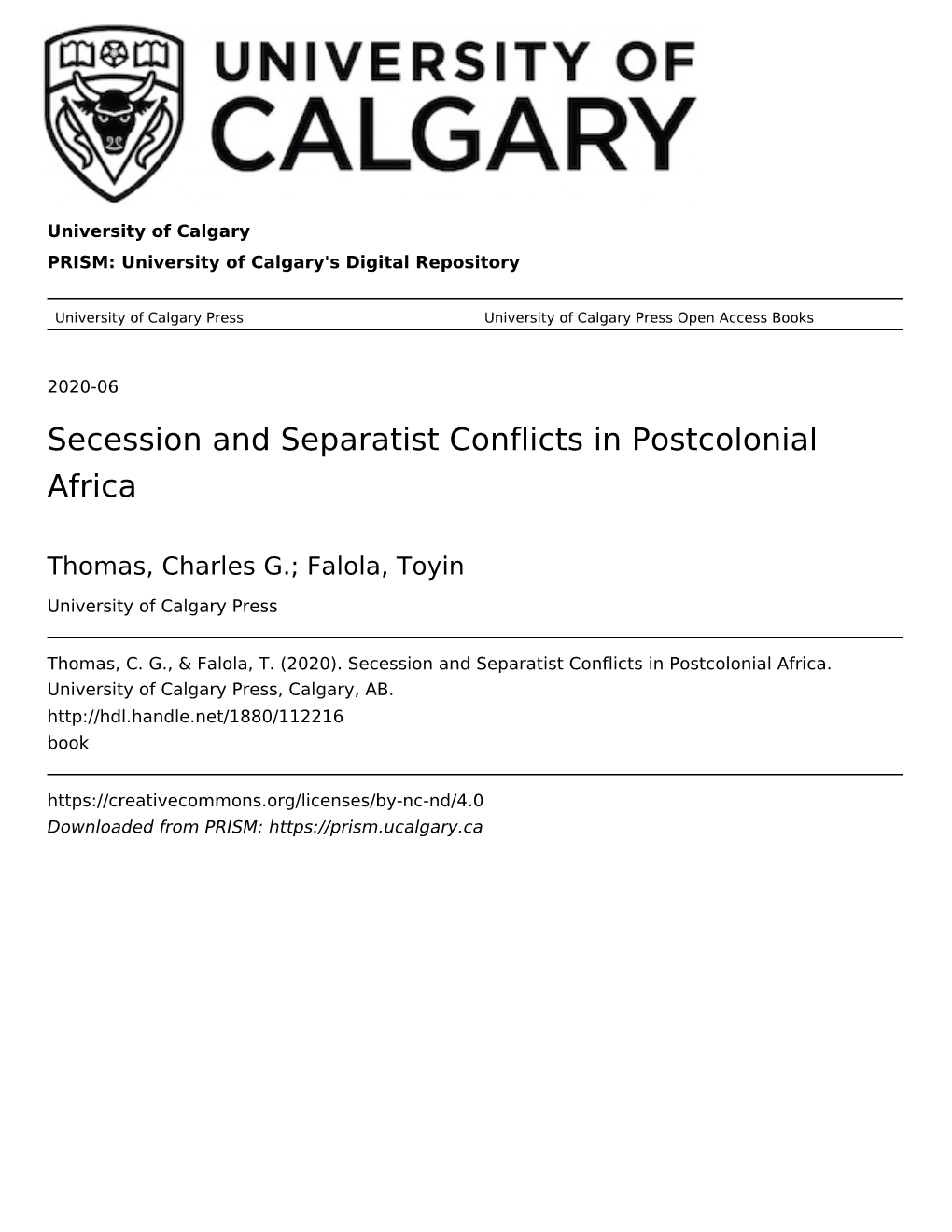 Secession and Separatist Conflicts in Postcolonial Africa