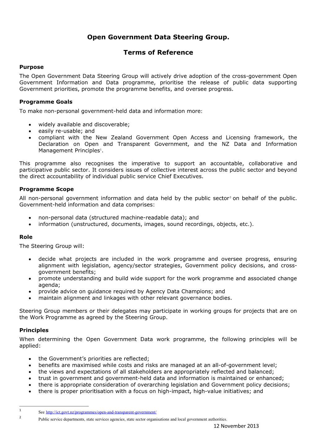 Data and Information Re-Use Ces Steering Group