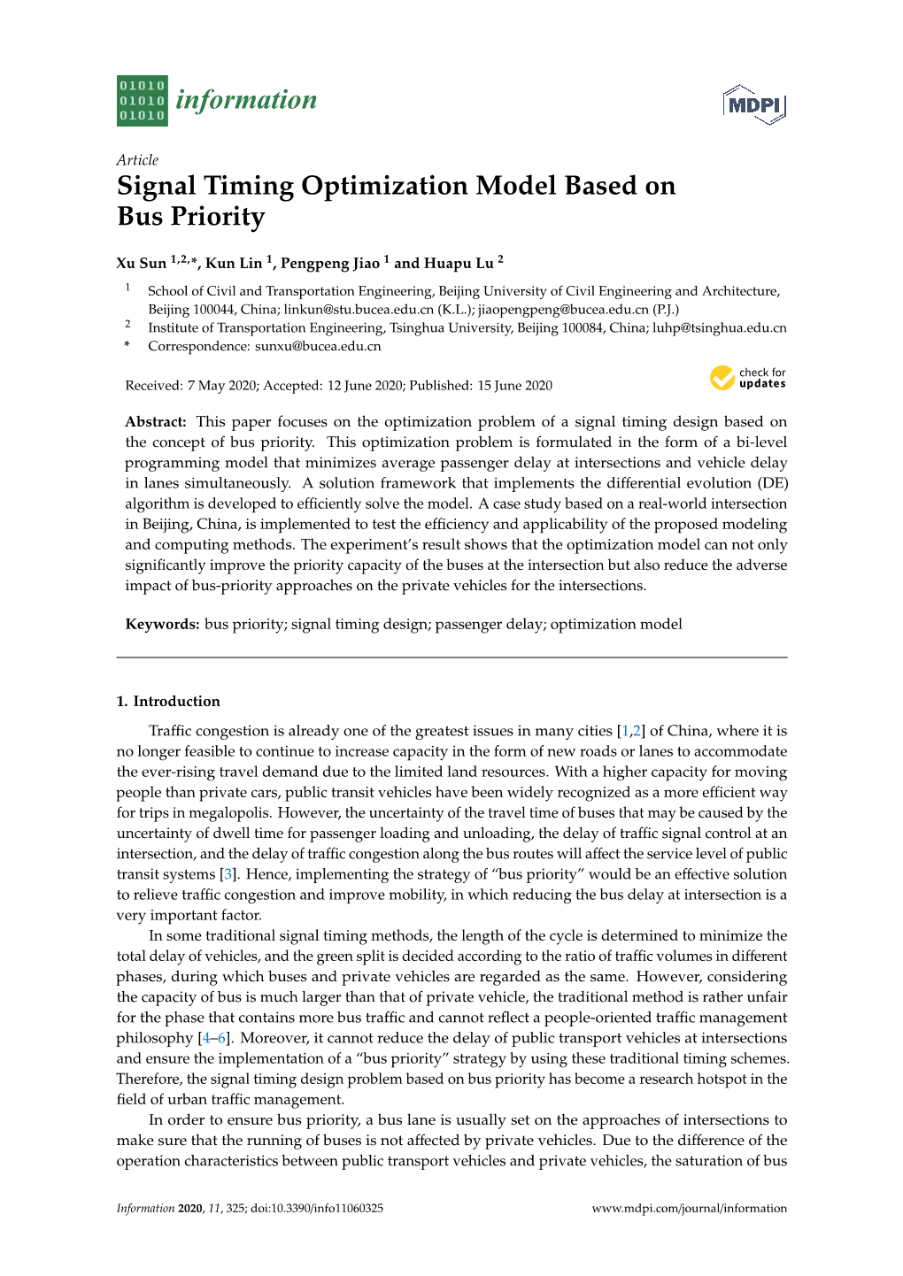 Signal Timing Optimization Model Based on Bus Priority