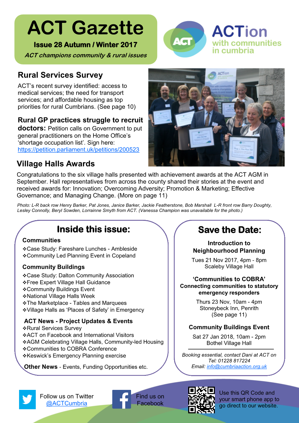 ACT Gazette Issue 28 Autumn / Winter 2017 ACT Champions Community & Rural Issues