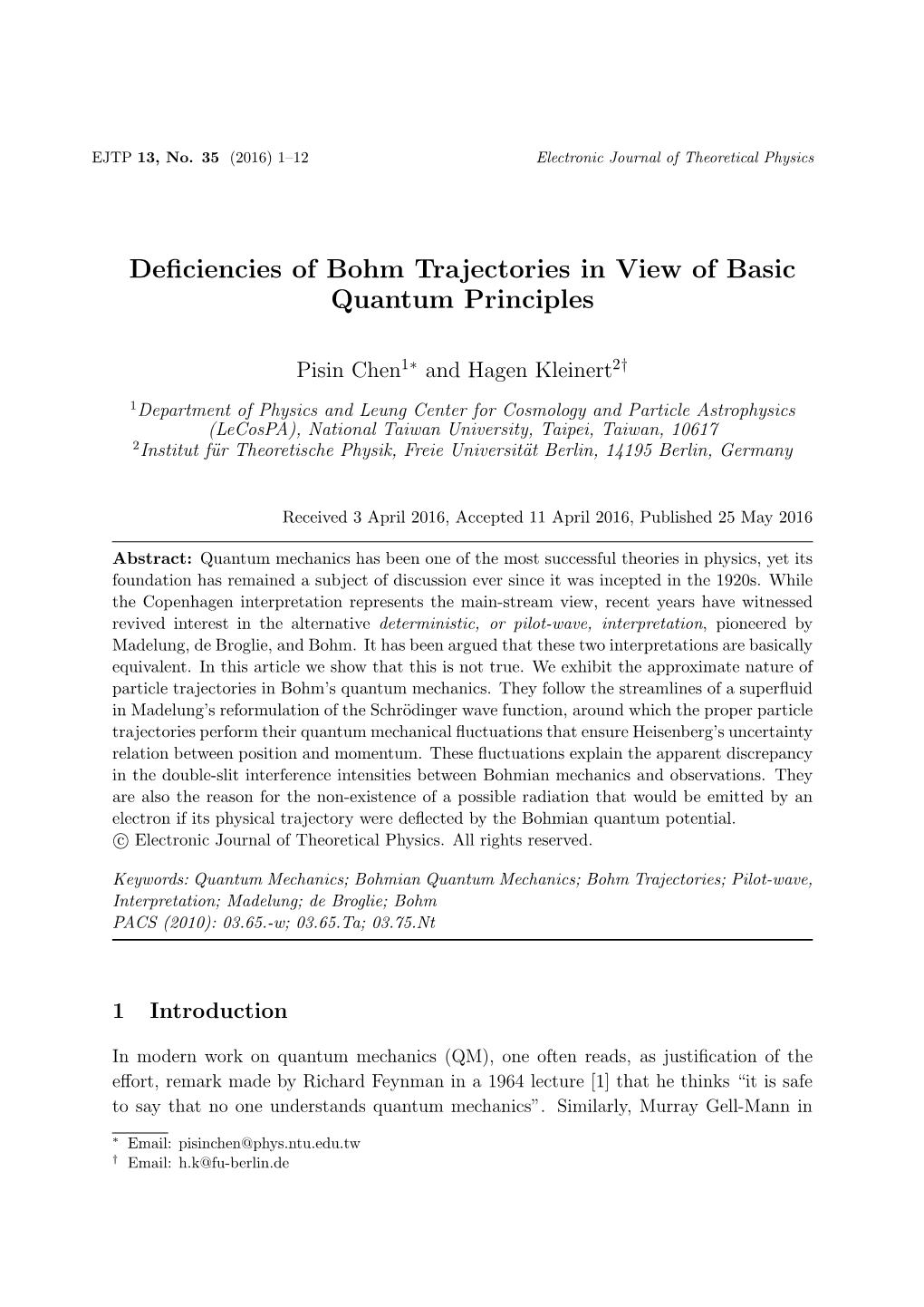 Deficiencies of Bohm Trajectories in View of Basic Quantum Principles