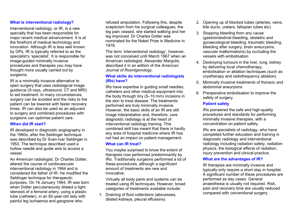 What Is Interventional Radiology? Refused Amputation