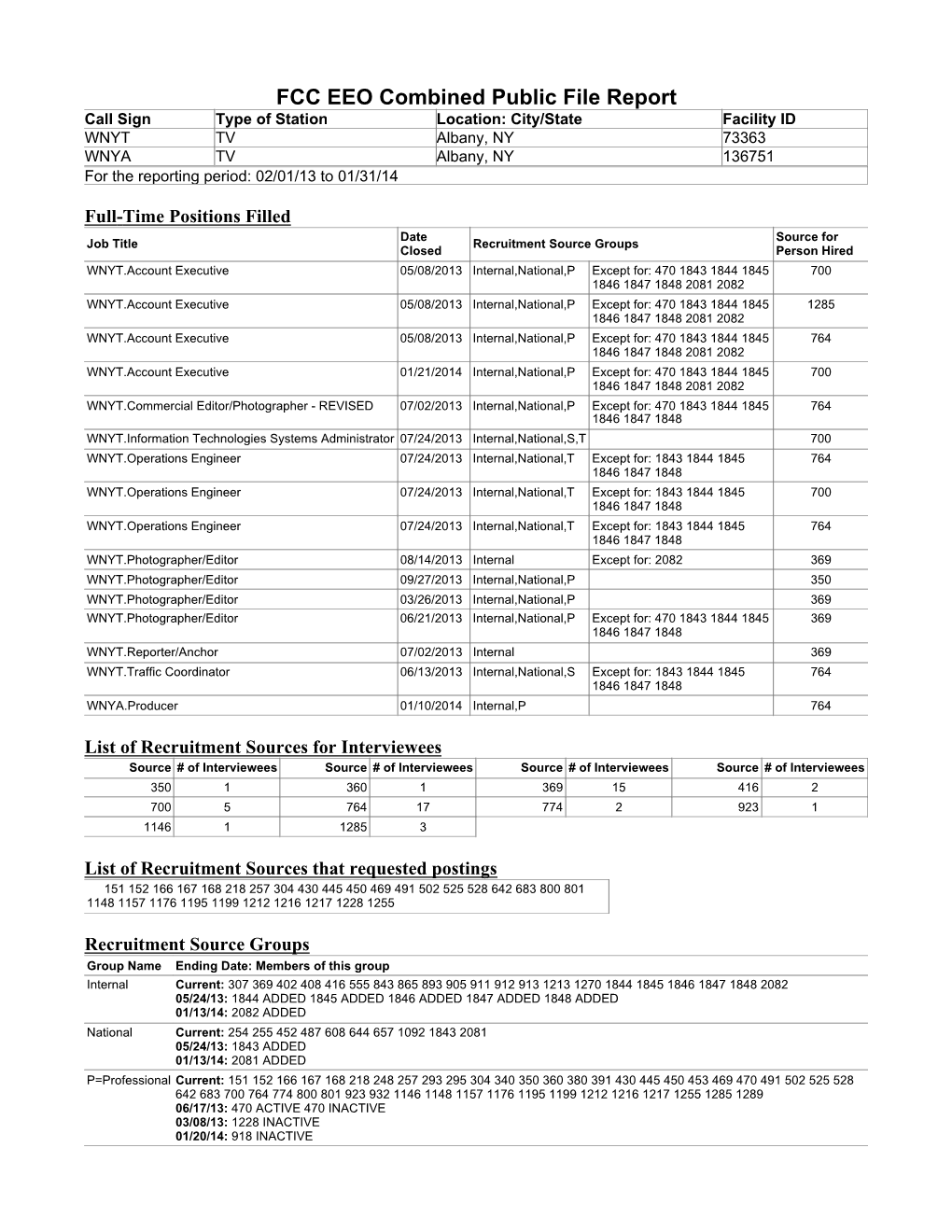 FCC EEO Combined Public File Report