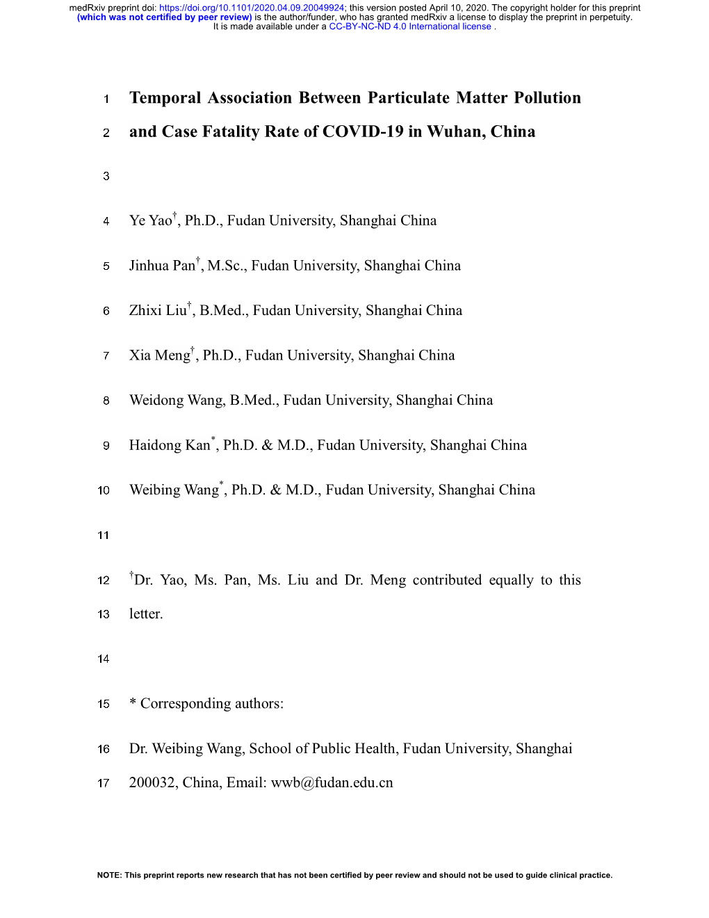 Temporal Association Between Particulate Matter Pollution And