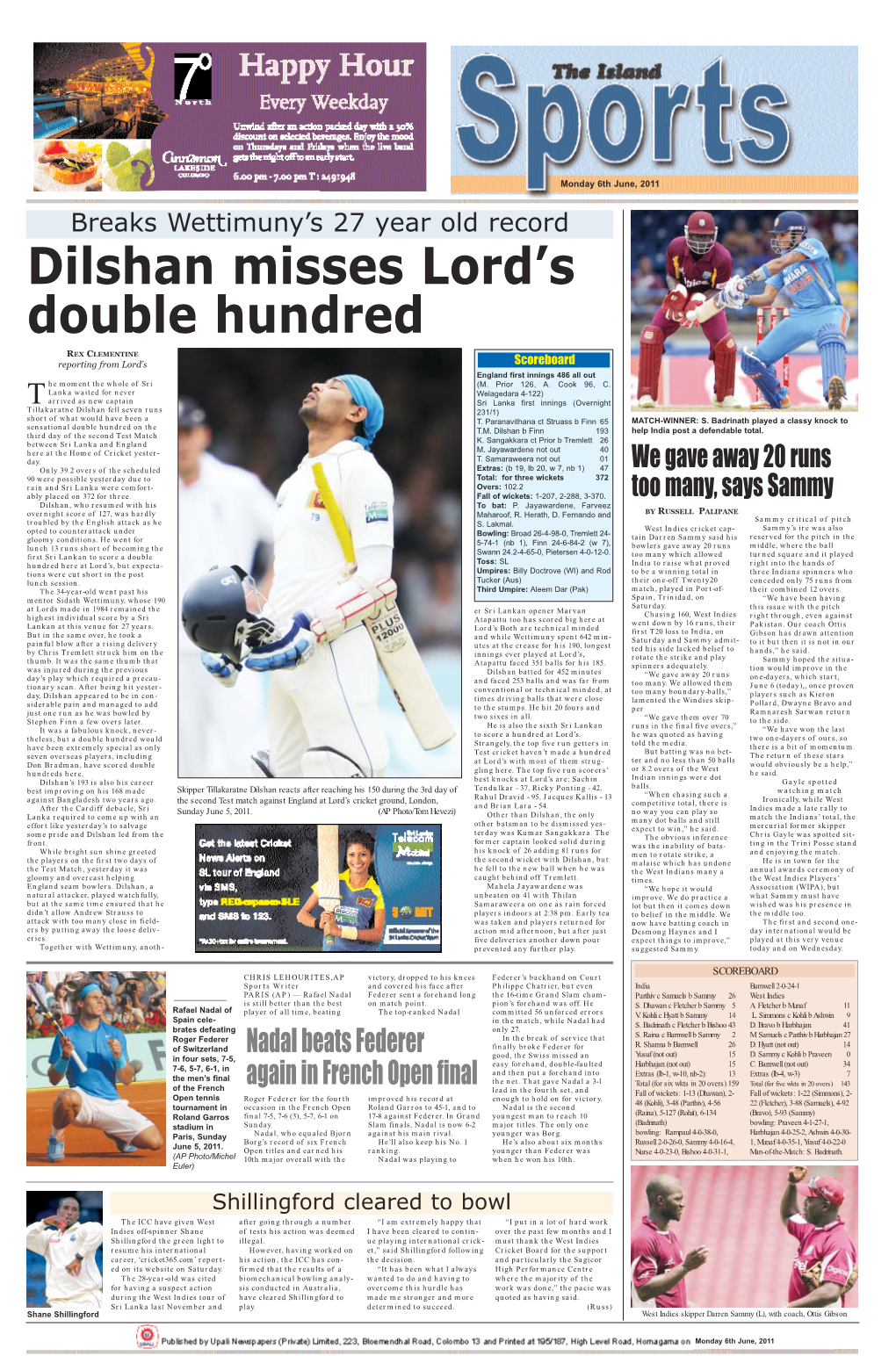 Dilshan Misses Lord's Double Hundred