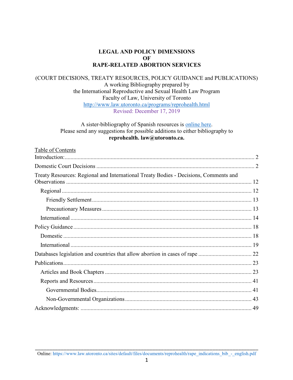 Legal and Policy Dimensions of Rape-Related Abortion Services