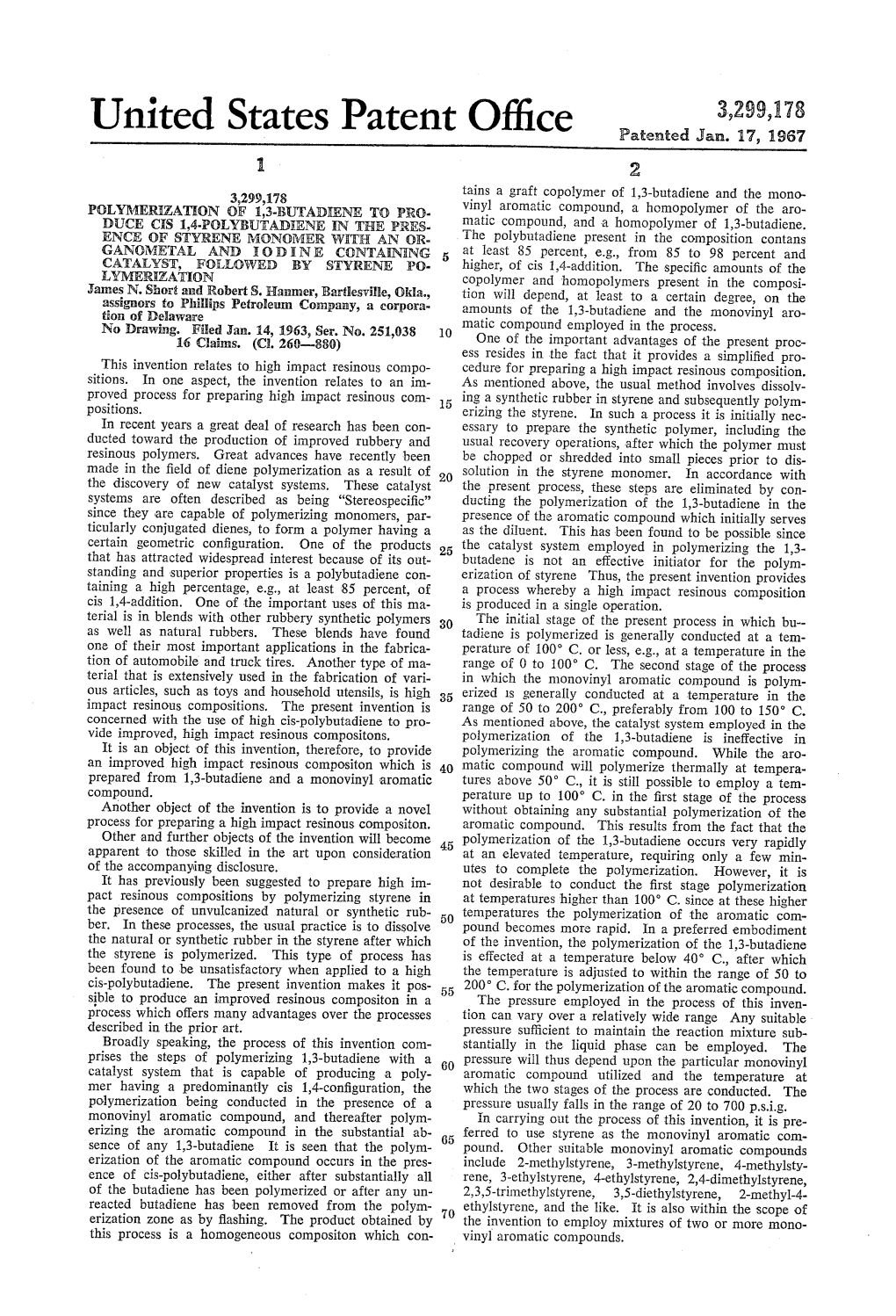 United States Patent Office Patented Jan