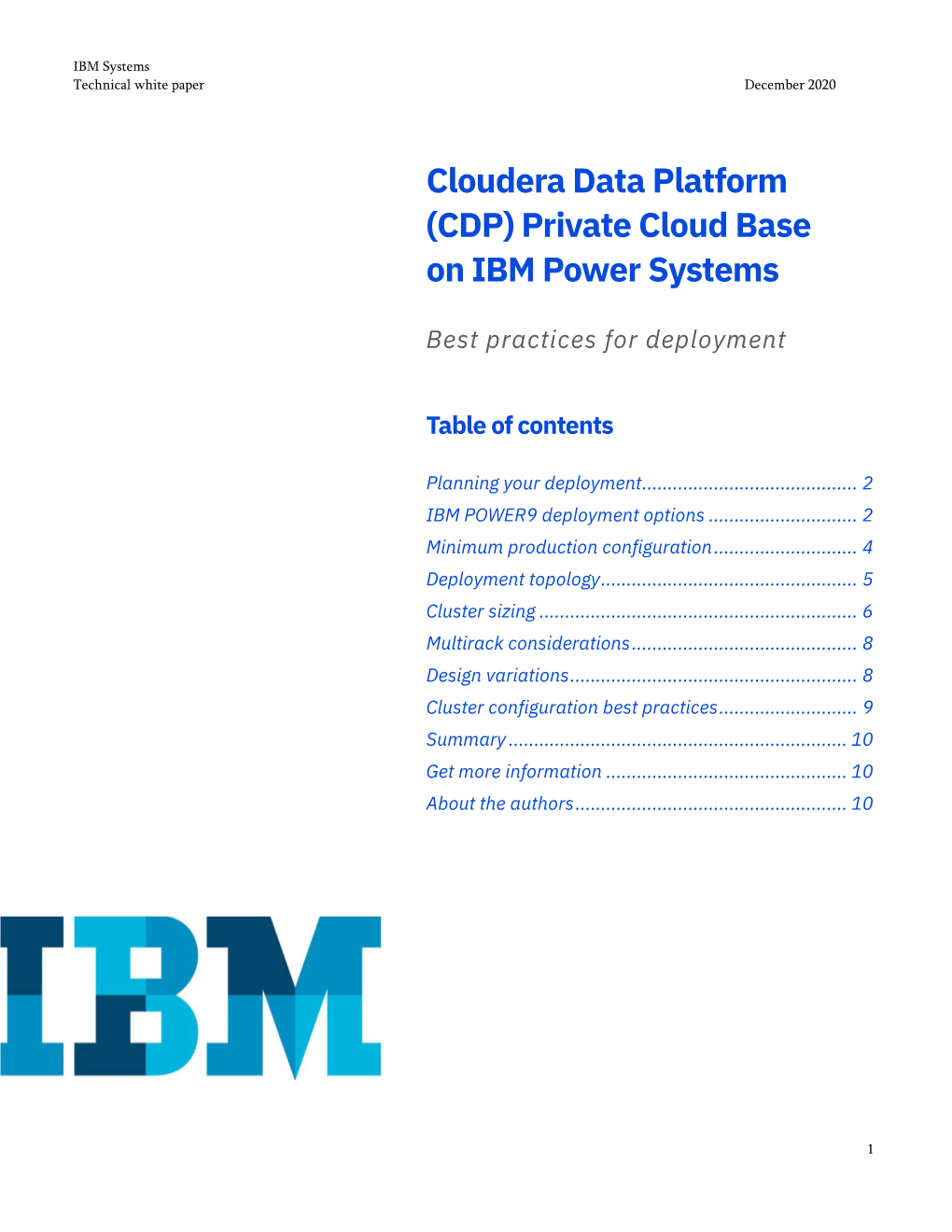 Cloudera Data Platform (CDP) Private Cloud Base on IBM Power Systems