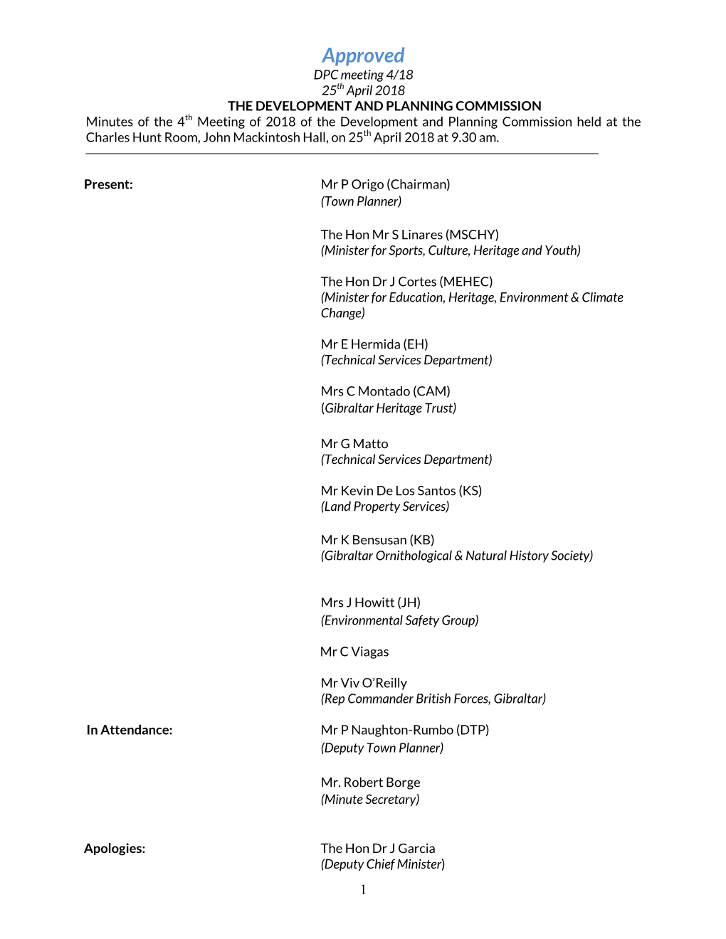 Approval of Minutes of the 1St Meeting of the Commission Held on the 12Th