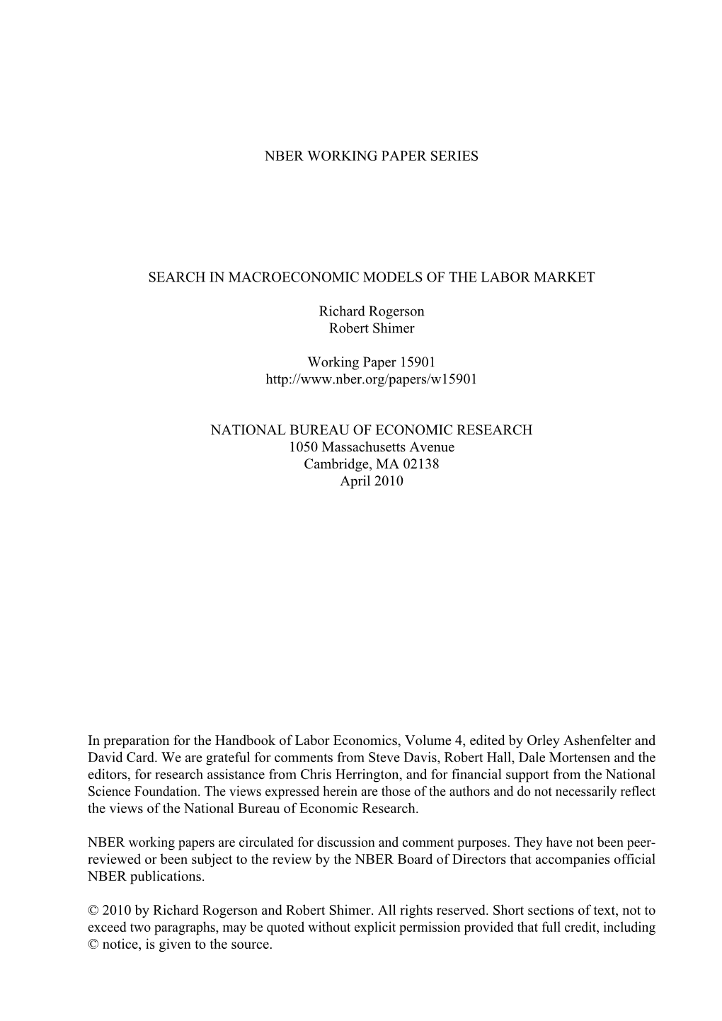 Search in Macroeconomic Models of the Labor Market