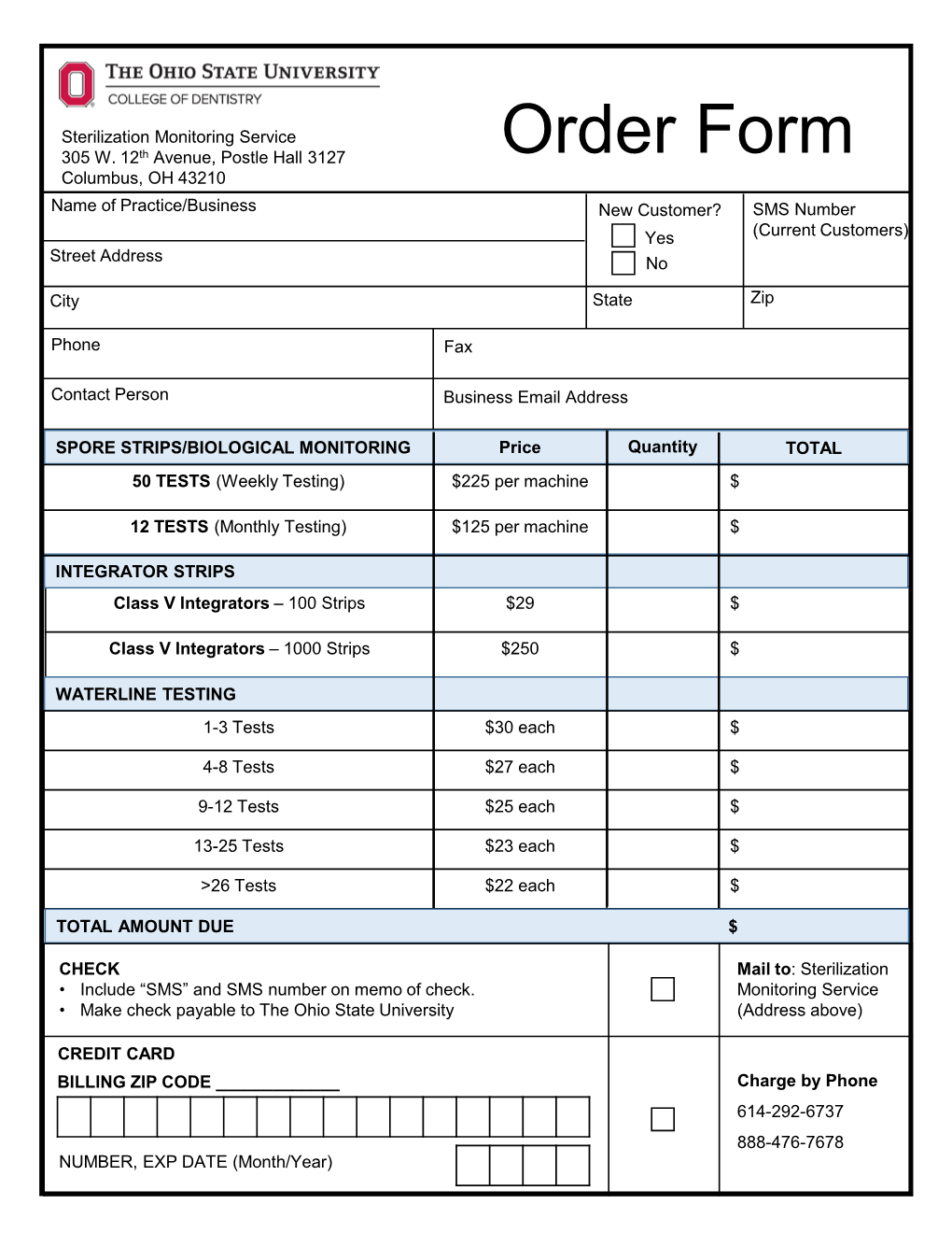 Order Form & Instructions