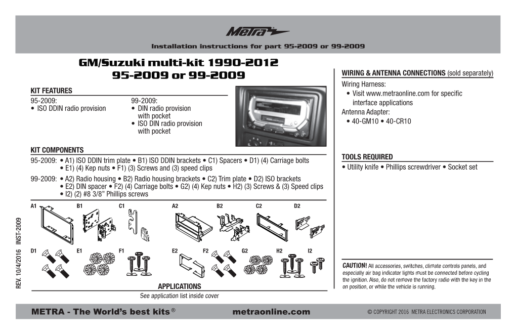 GM/Suzuki Multi-Kit 1990-2012 95-2009 Or 99-2009