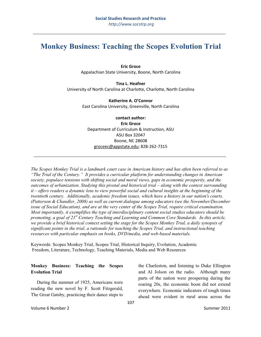 Monkey Business: Teaching the Scopes Evolution Trial