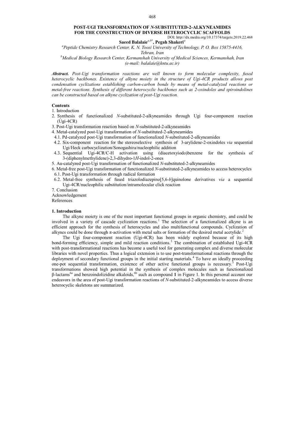 468 Post-Ugi Transformation of N-Substituted-2