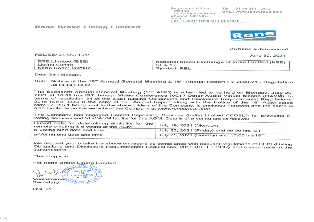 Rane Brake Lining Limited