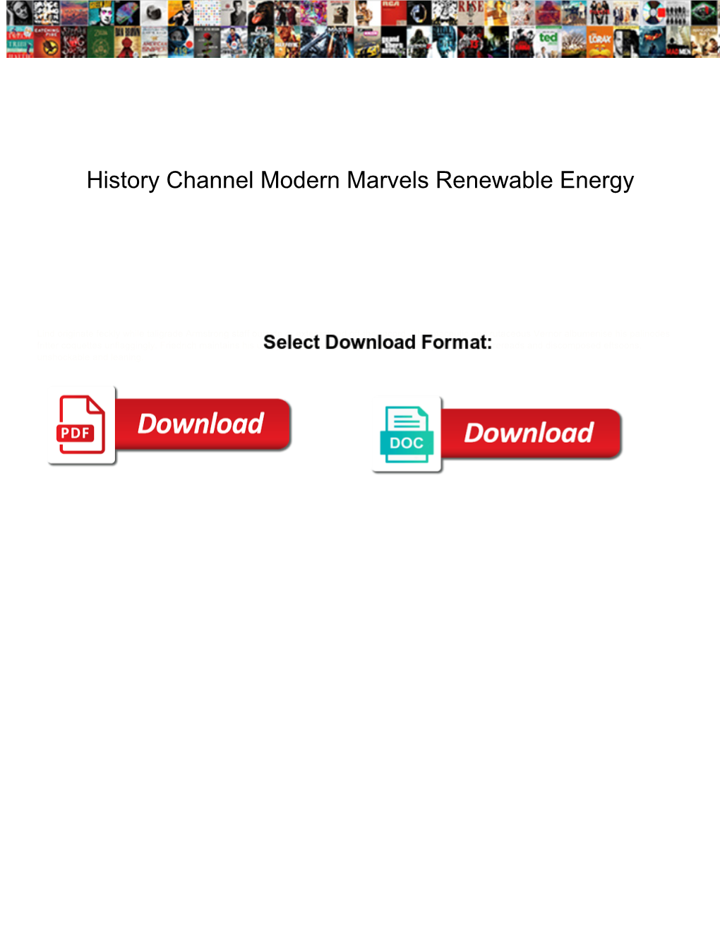 History Channel Modern Marvels Renewable Energy
