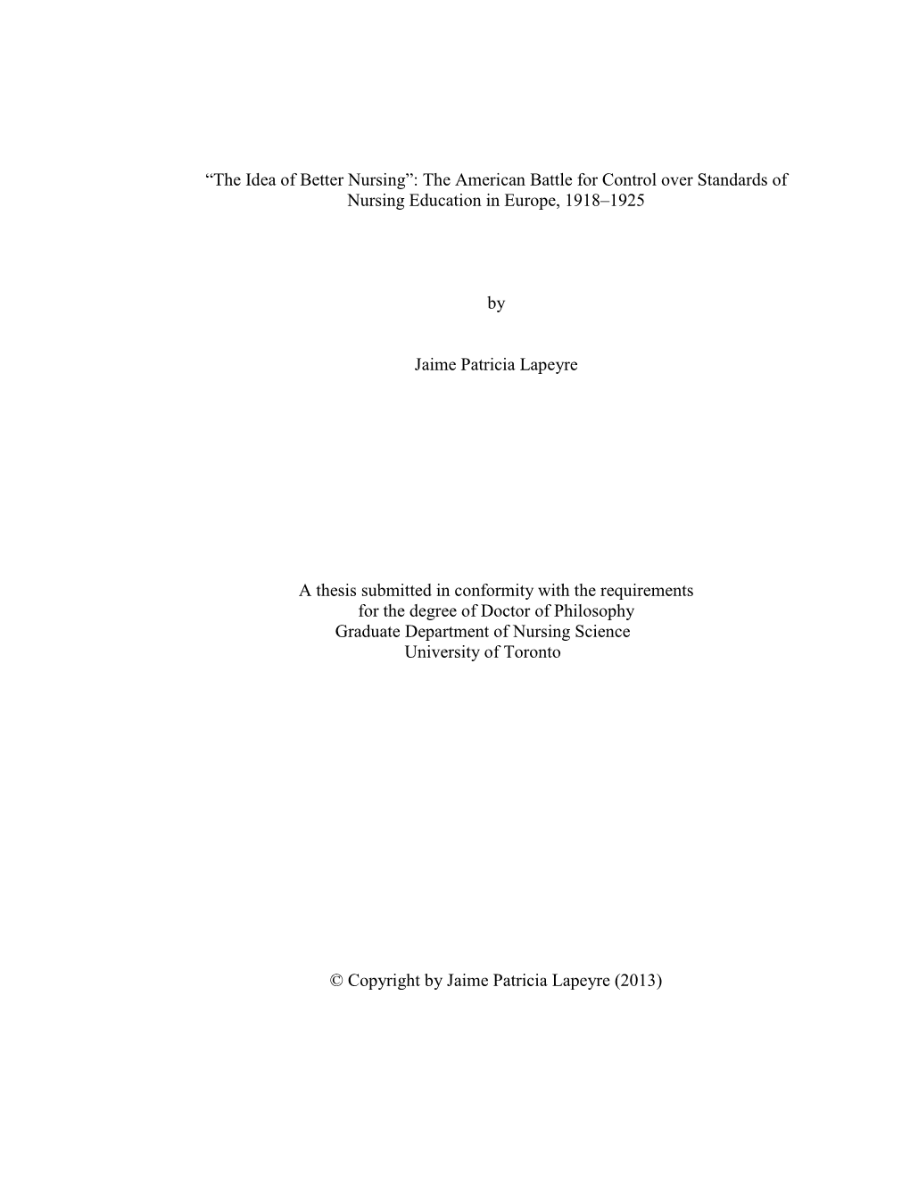 The American Battle for Control Over Standards of Nursing Education in Europe, 1918–1925