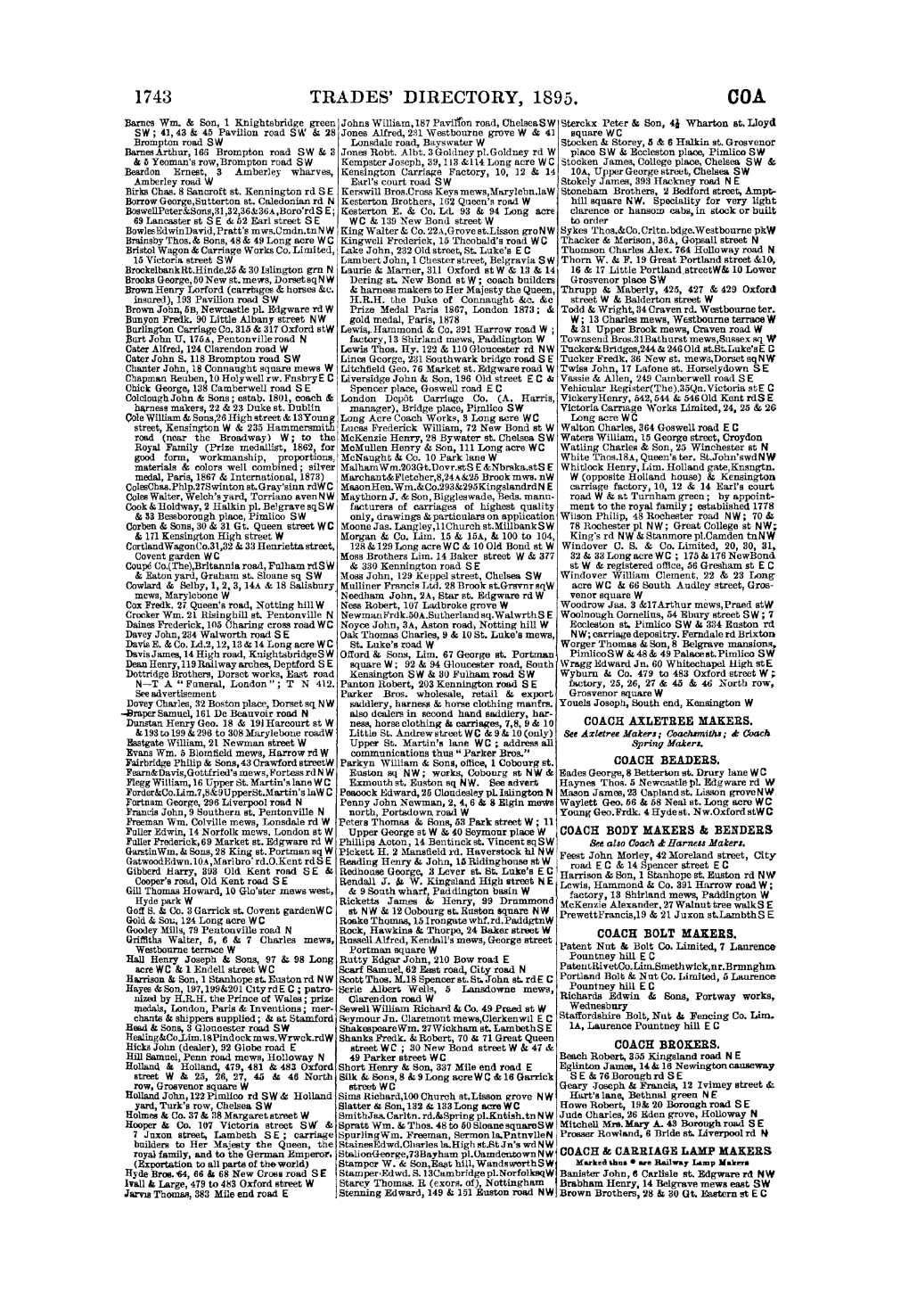 Trades' Directory, 1895. Coa