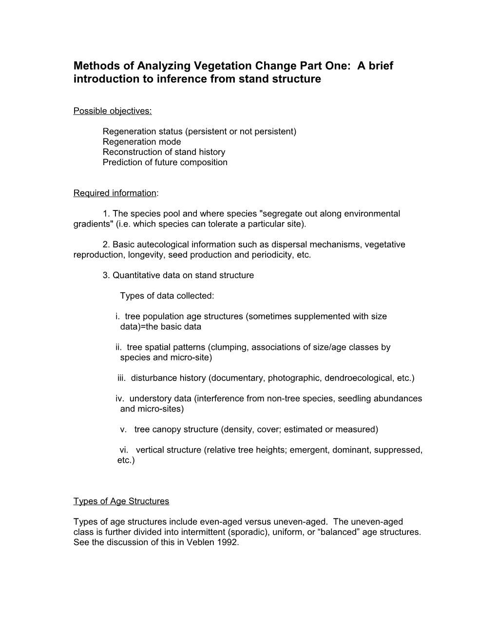 Methods of Analyzing Vegetation Change Part One: a Brief Introduction to Inference From