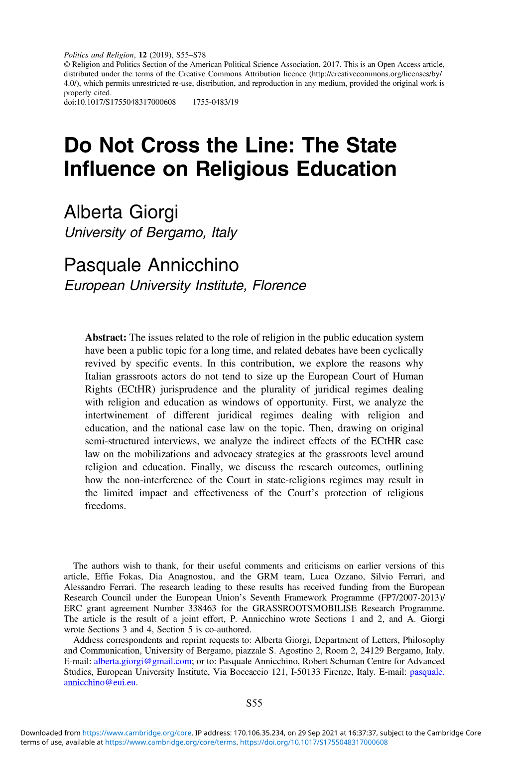 Do Not Cross the Line: the State Influence on Religious Education