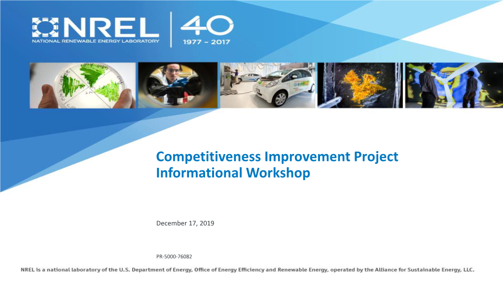 Competitiveness Improvement Project Informational Workshop