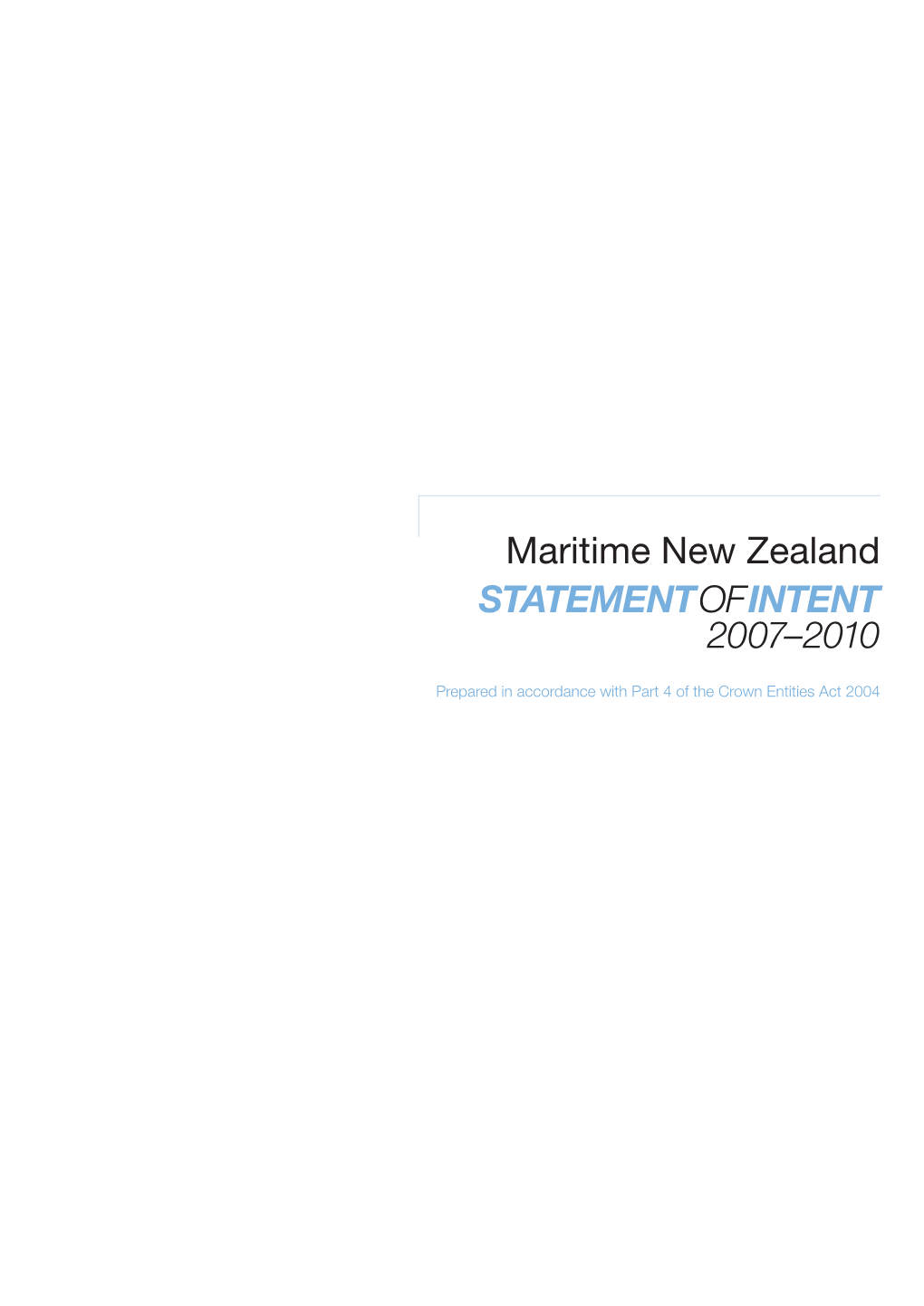 Maritime NZ Statement of Intent 2007