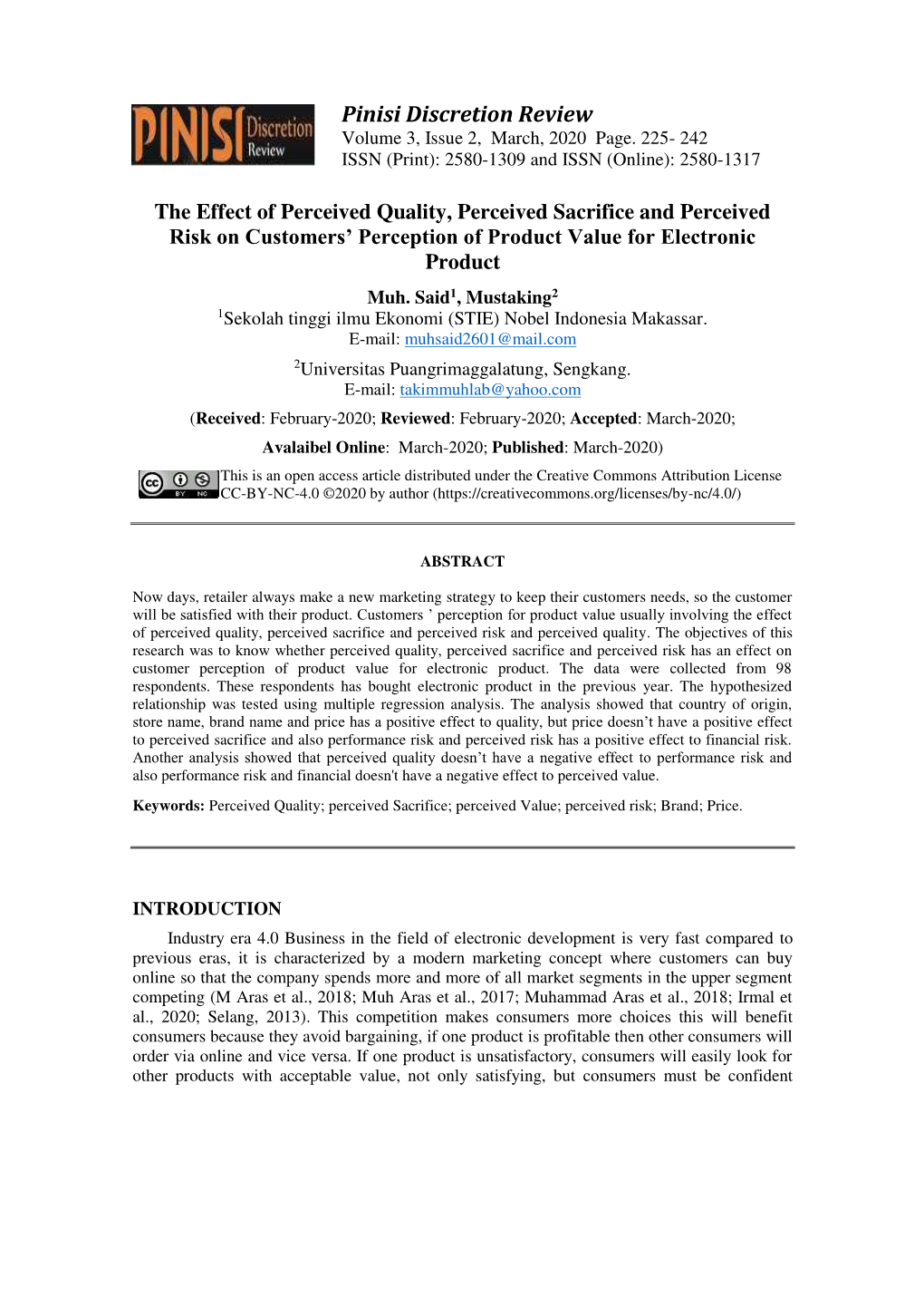 Pinisi Discretion Review Volume 3, Issue 2, March, 2020 Page